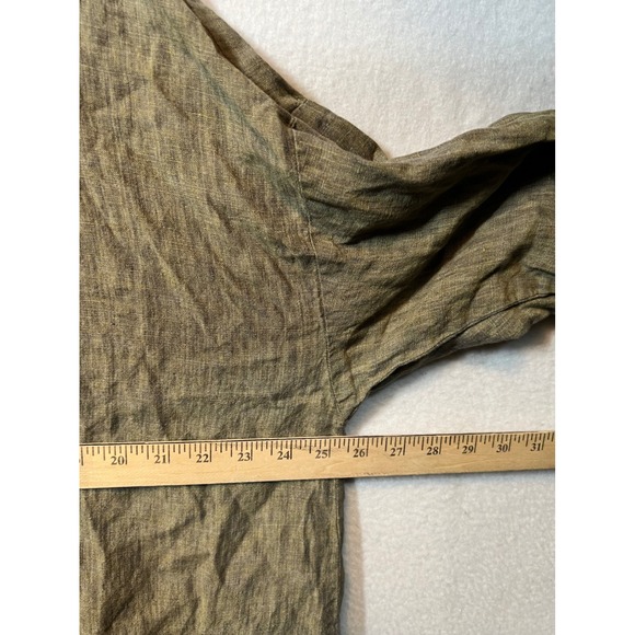 Eileen Fisher XL Green Beige Linen Button Up‎ Shirt Jacket Oversized - Picture 4 of 14